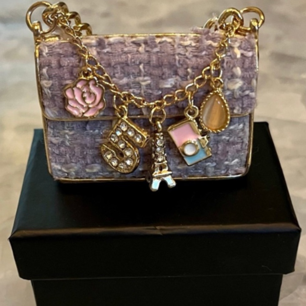 Fashion  inspired purse/bag Charm Keychain with charms